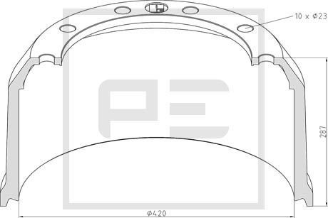 PE AUTOMOTIVE stabdžių būgnas 046.616-10A